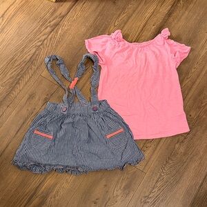 Matilda Jane Blue Striped Skirt with Pink Accents